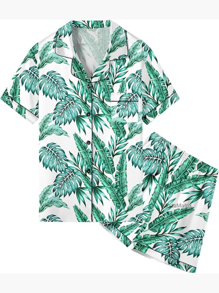 2pc Girls Pajama Set Satin Button-Down Short Sleeve Sleepwear